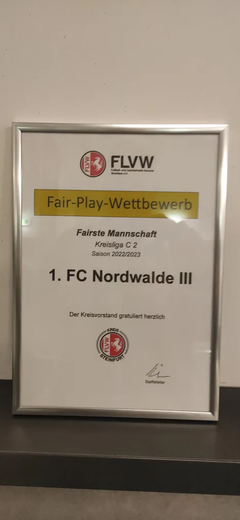 3. Mannschaft fairstes Team der Kreisliga C2